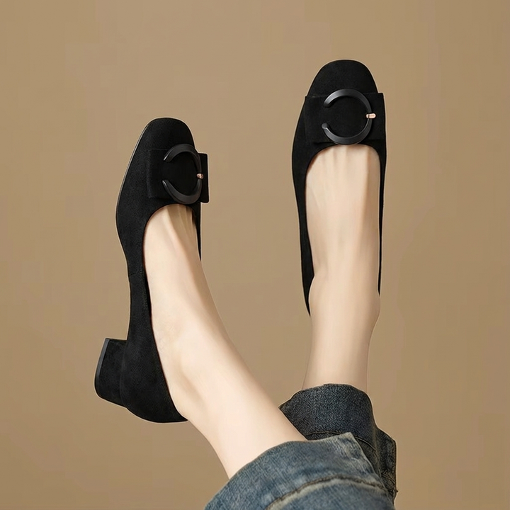 Rose Suede Flats Denim Blue