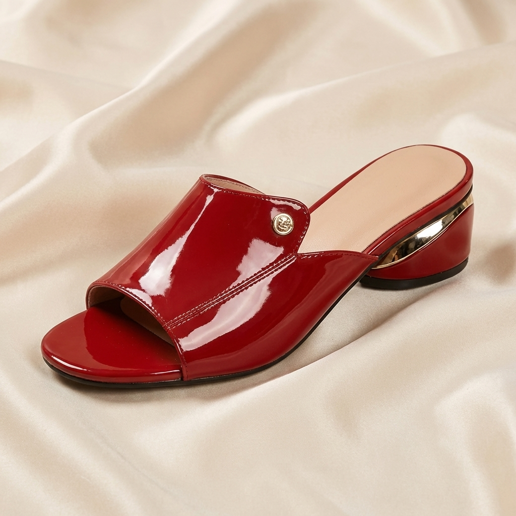Mauve Patent Slide Heels Black