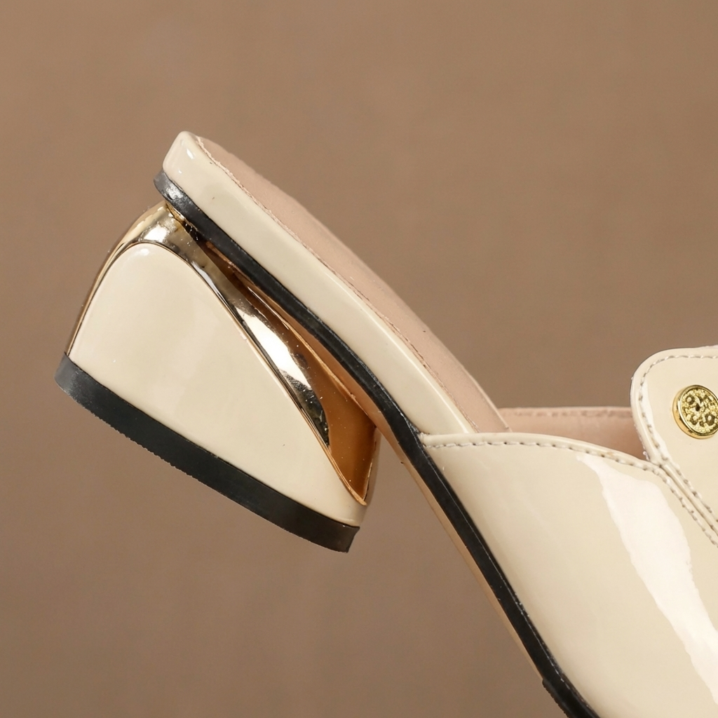 Mauve Patent Slide Heels Black