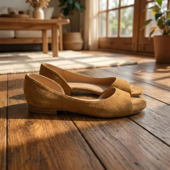 Vera Casual Suede Open-Toe Slingback Flat Sandals