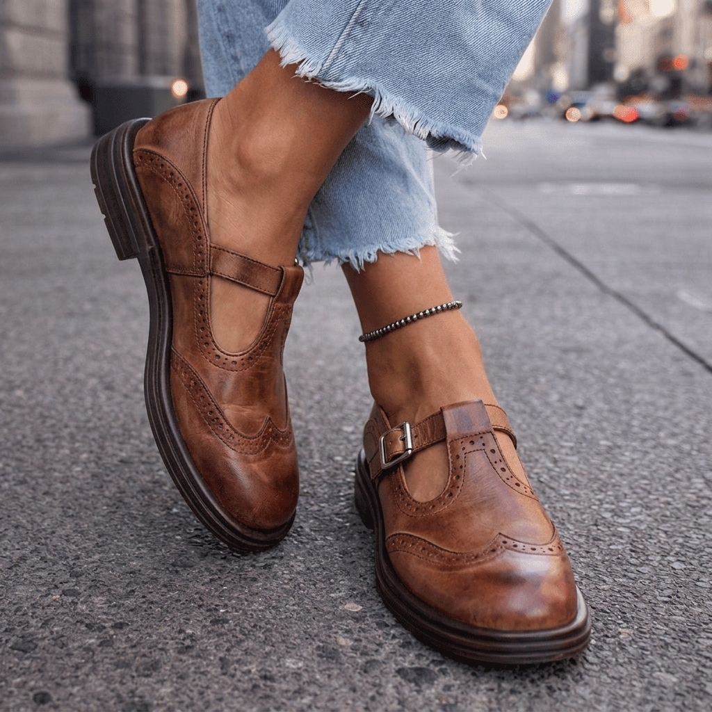 Beatrice Burnished Brogue Mary Janes