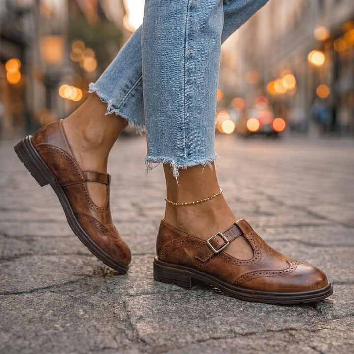 Beatrice Burnished Brogue Mary Janes