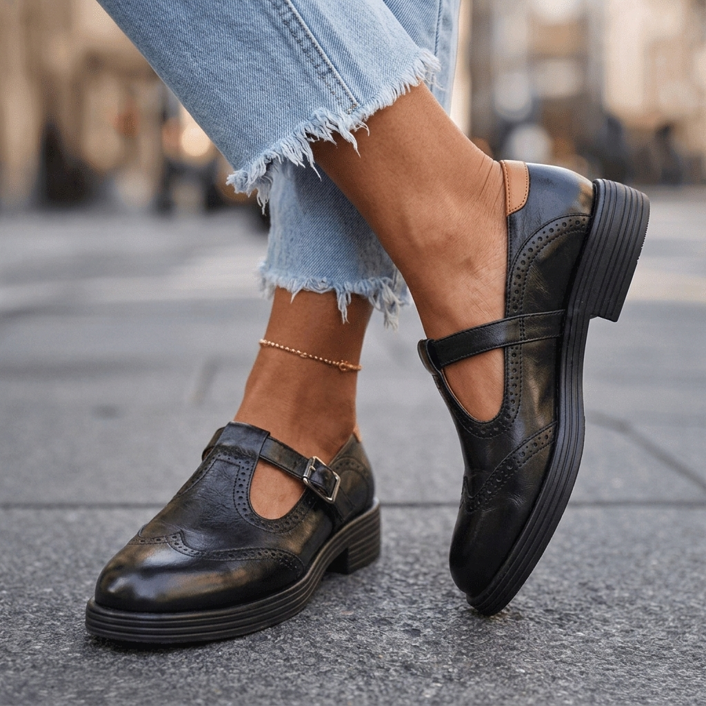 Beatrice Burnished Brogue Mary Janes