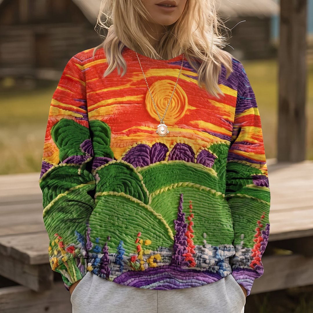 Ravella | Sunburst Landscape Print Sweater