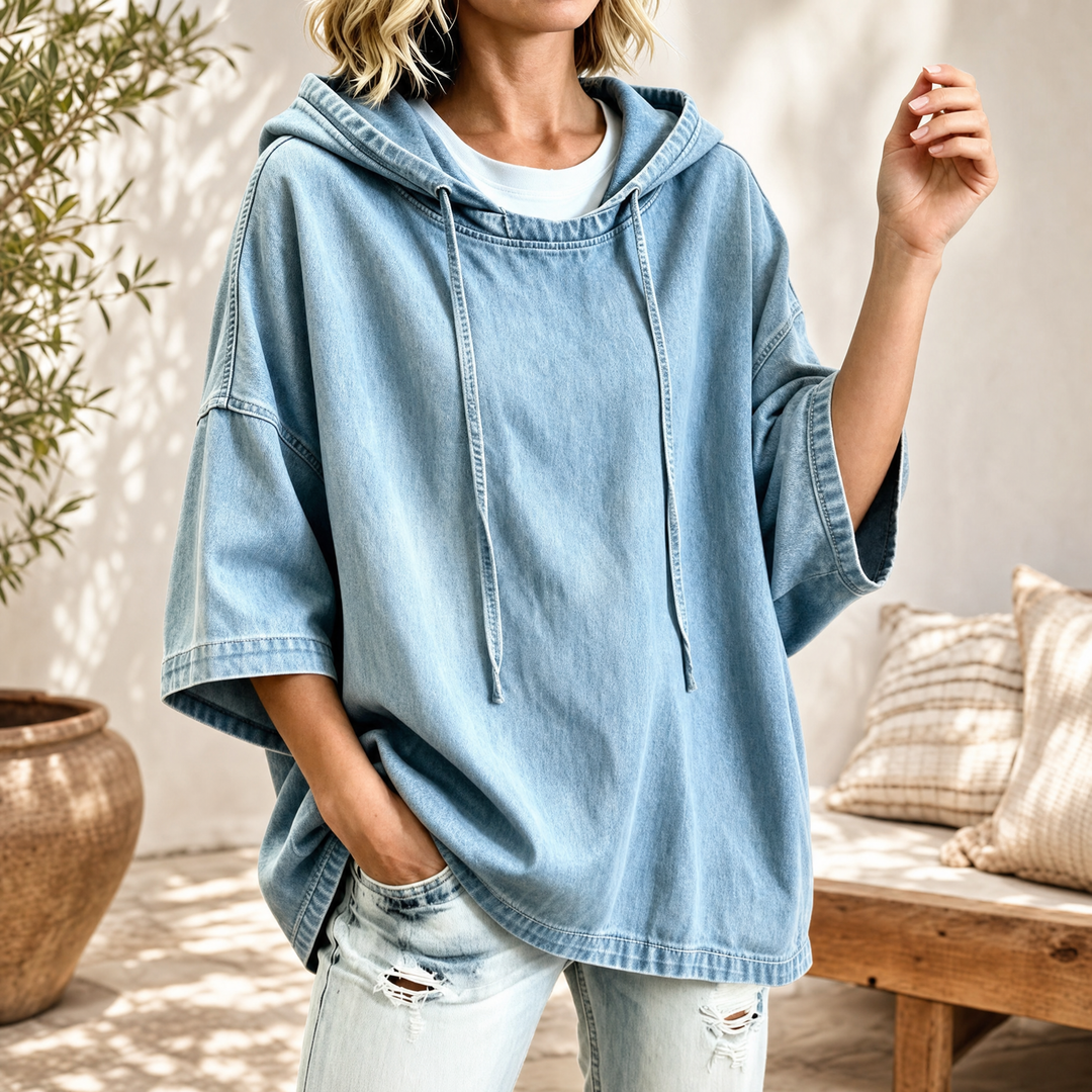 Mia | Denim Pullover Hoodie