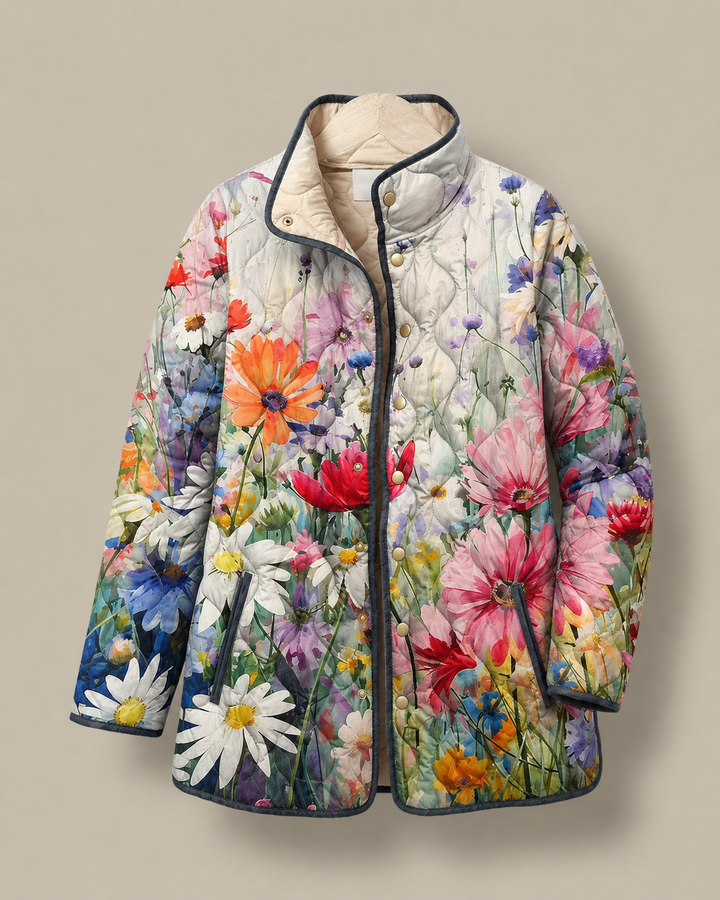 Kaia | Charming Vintage Floral Print Quilted Jacket