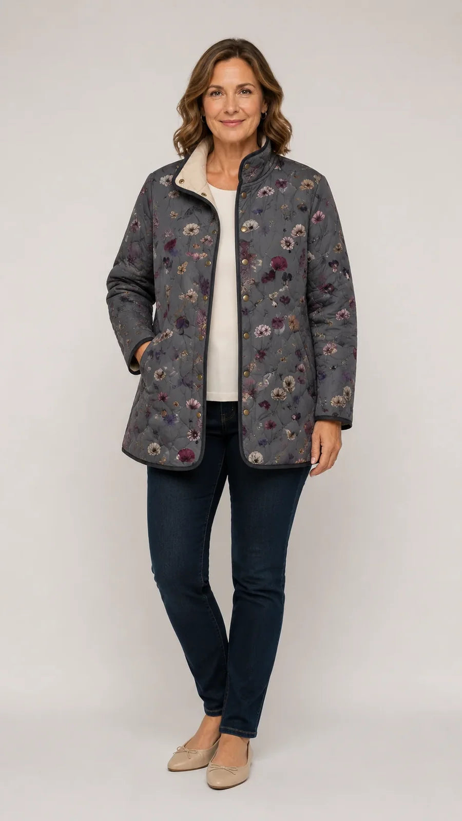Niva Vintage Floral Print Quilted Jacket