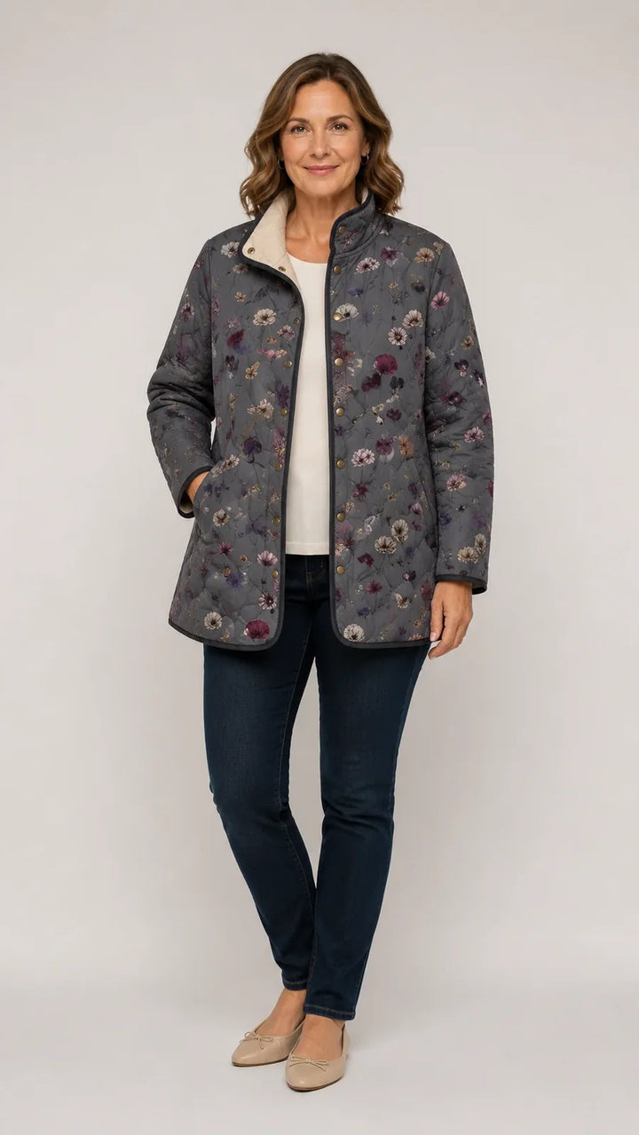 Niva Vintage Floral Print Quilted Jacket
