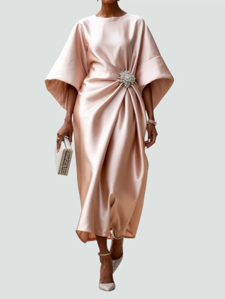 Eva | Elegant Midi Dress With Brooch