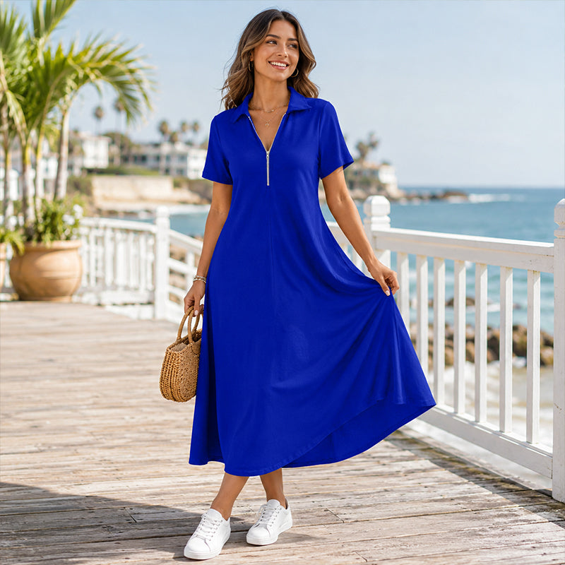 Sophia | Zip Neck Maxi Dress