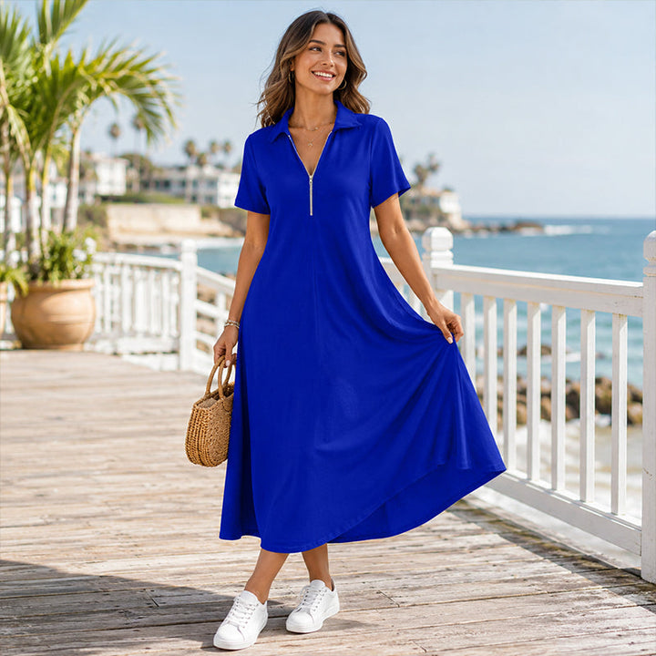 Sophia | Zip Neck Maxi Dress