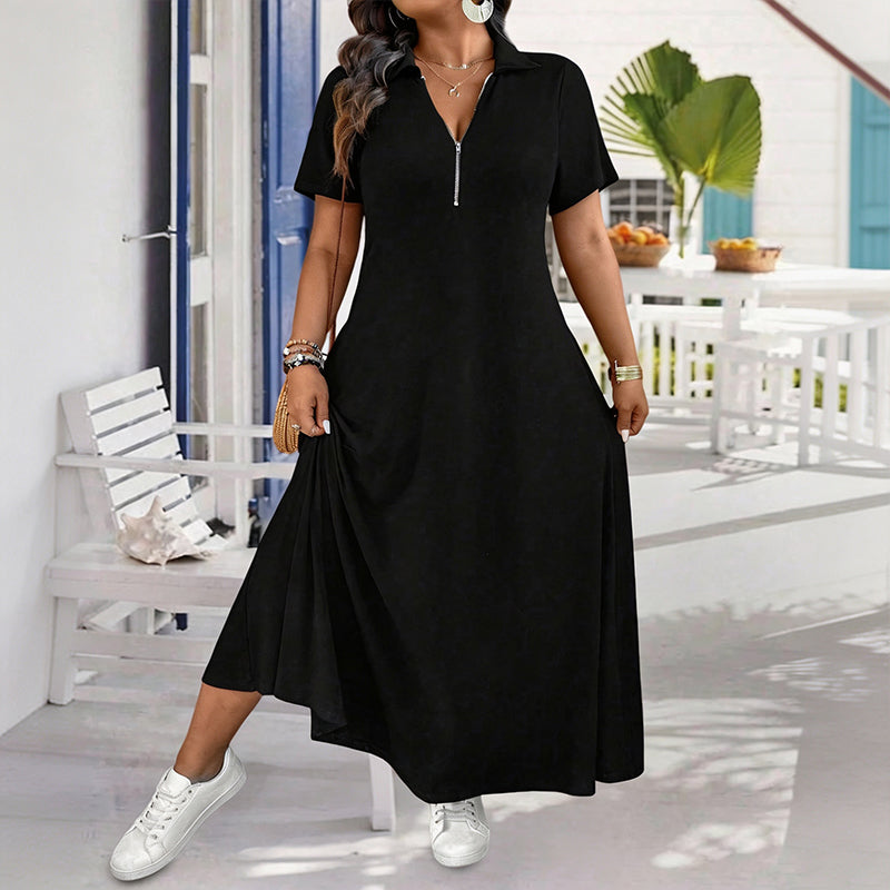 Sophia | Zip Neck Maxi Dress