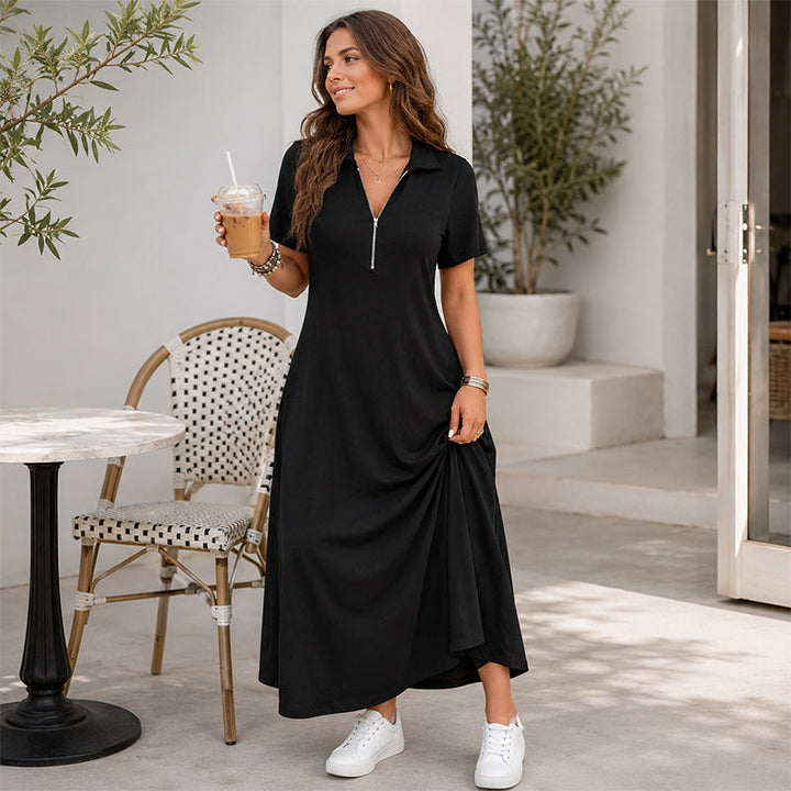 Sophia | Zip Neck Maxi Dress