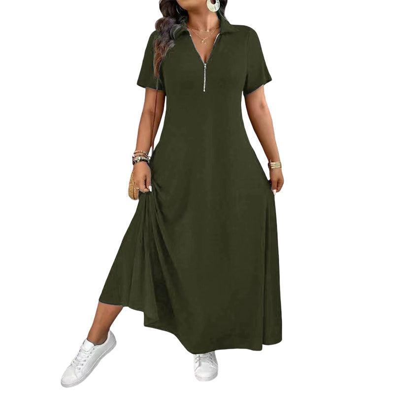 Sophia | Zip Neck Maxi Dress