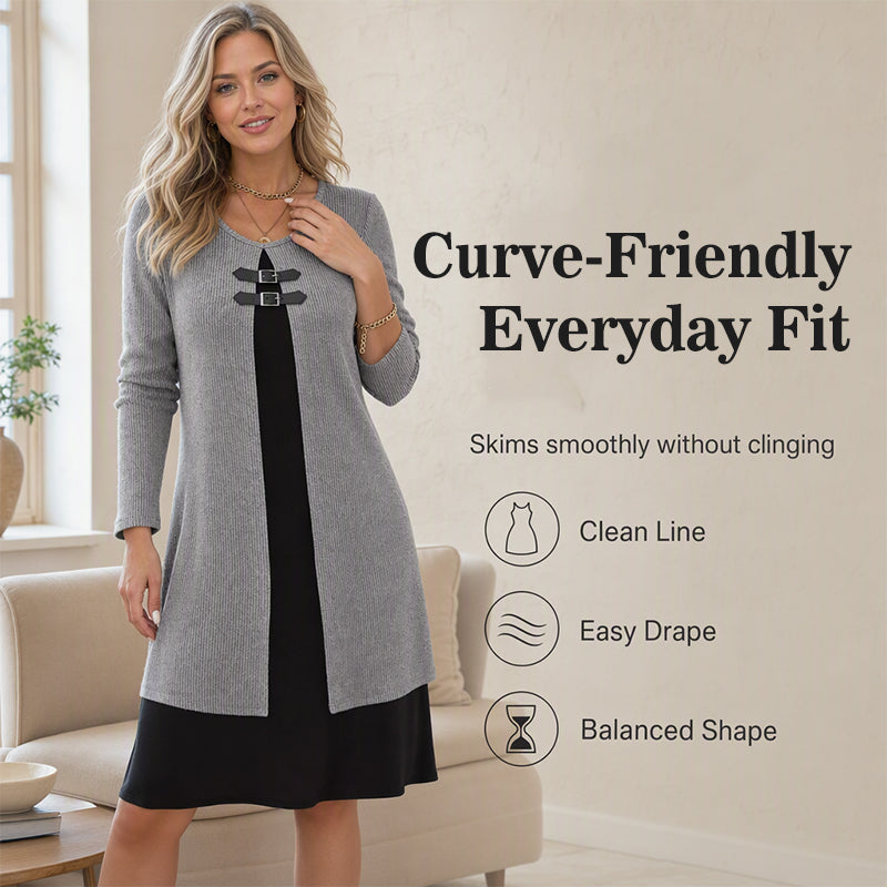 Amy | Long-Sleeve Ribbed Knit Dress