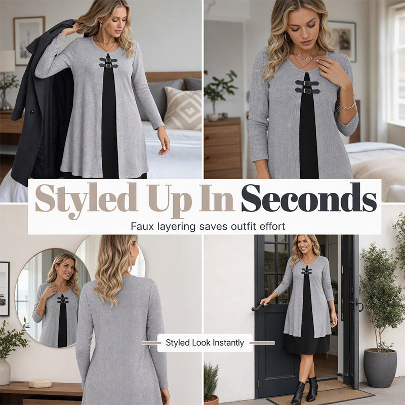 Amy | Long-Sleeve Ribbed Knit Dress