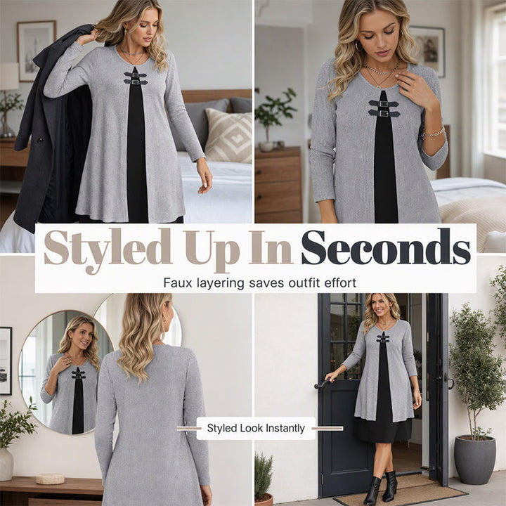 Amy | Long-Sleeve Ribbed Knit Dress