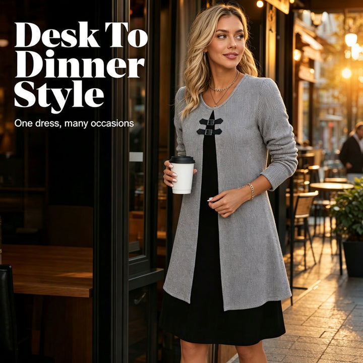 Amy | Long-Sleeve Ribbed Knit Dress