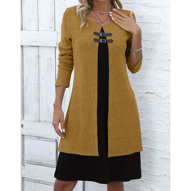 Amy | Long-Sleeve Ribbed Knit Dress