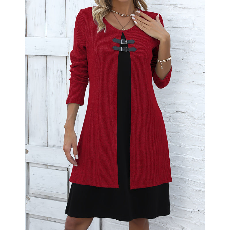 Amy | Long-Sleeve Ribbed Knit Dress