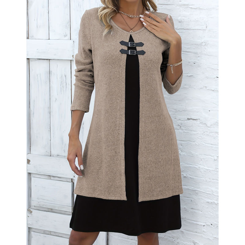 Amy | Long-Sleeve Ribbed Knit Dress