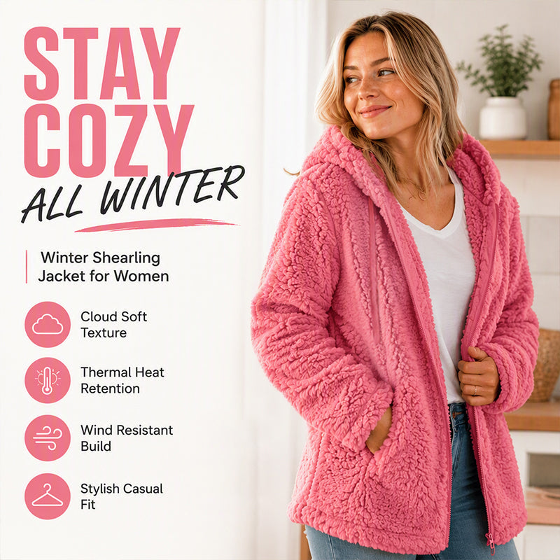 Charlotte | Fuzzy Hooded Zip-Up Jacket