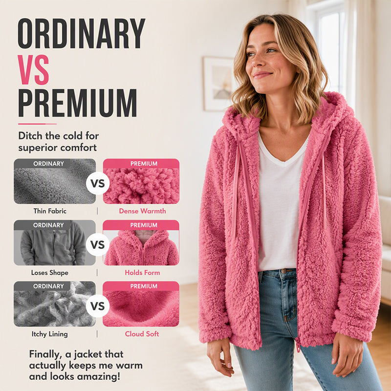 Charlotte | Fuzzy Hooded Zip-Up Jacket