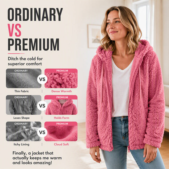Charlotte | Fuzzy Hooded Zip-Up Jacket