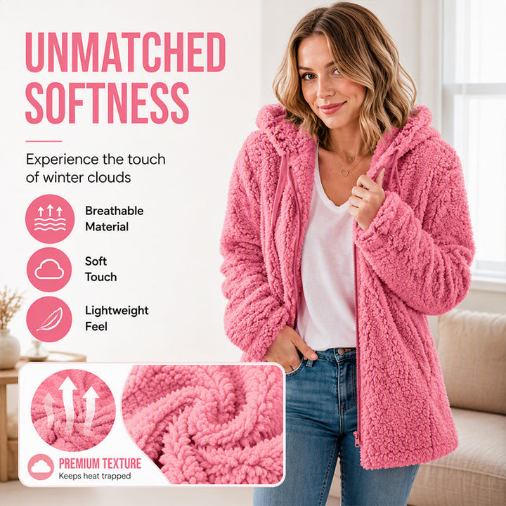 Charlotte | Fuzzy Hooded Zip-Up Jacket