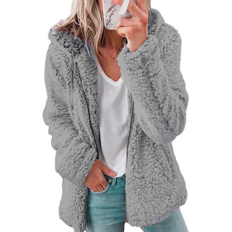 Charlotte | Fuzzy Hooded Zip-Up Jacket