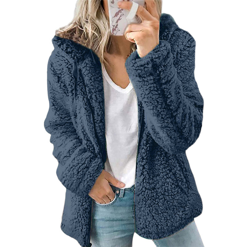 Charlotte | Fuzzy Hooded Zip-Up Jacket