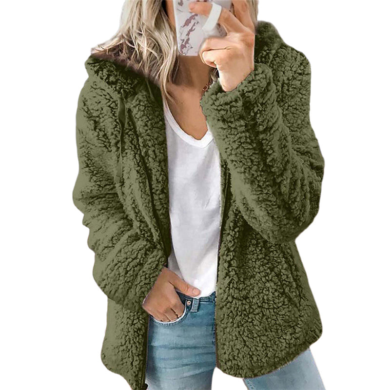 Charlotte | Fuzzy Hooded Zip-Up Jacket