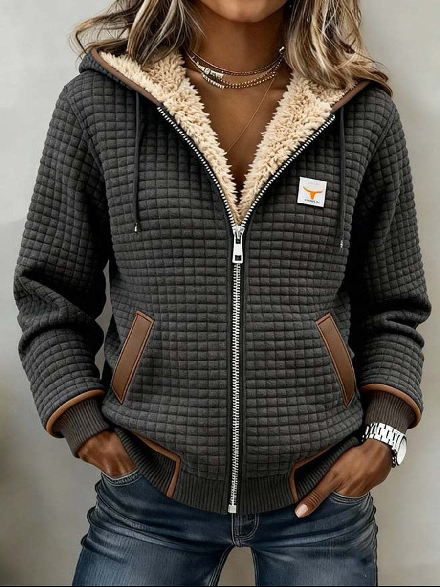 Penelope Women's Sherpa-Lined Quilted Jacket Full-Zip Hooded Fleece