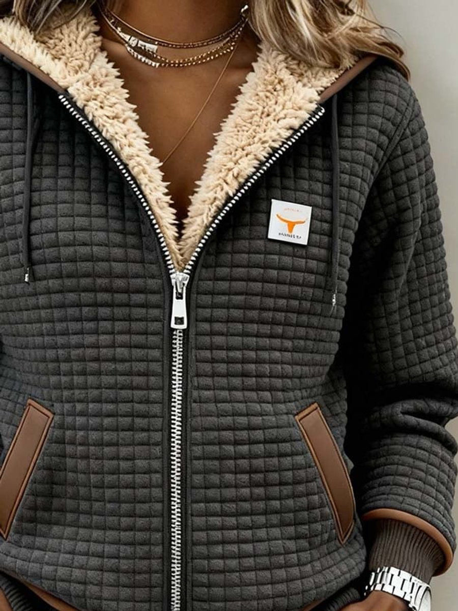 Penelope Women's Sherpa-Lined Quilted Jacket Full-Zip Hooded Fleece