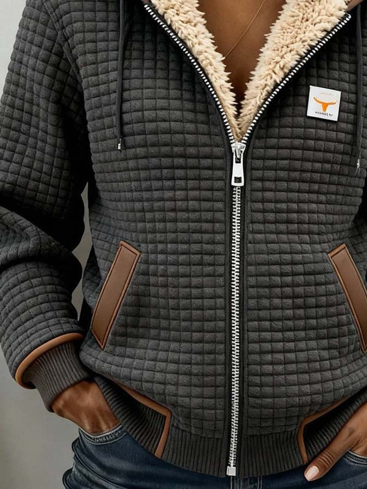 Penelope Women's Sherpa-Lined Quilted Jacket Full-Zip Hooded Fleece